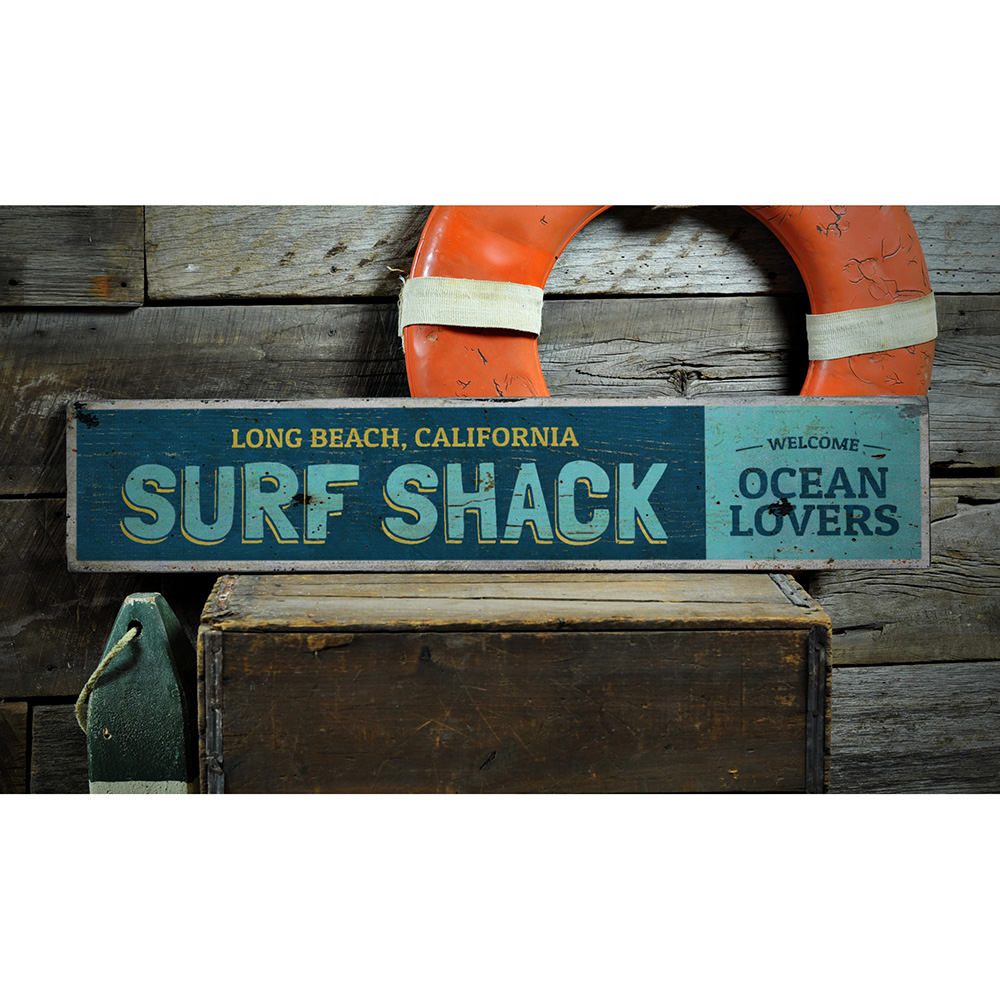 Welcome Ocean Lovers Vintage Wood Sign