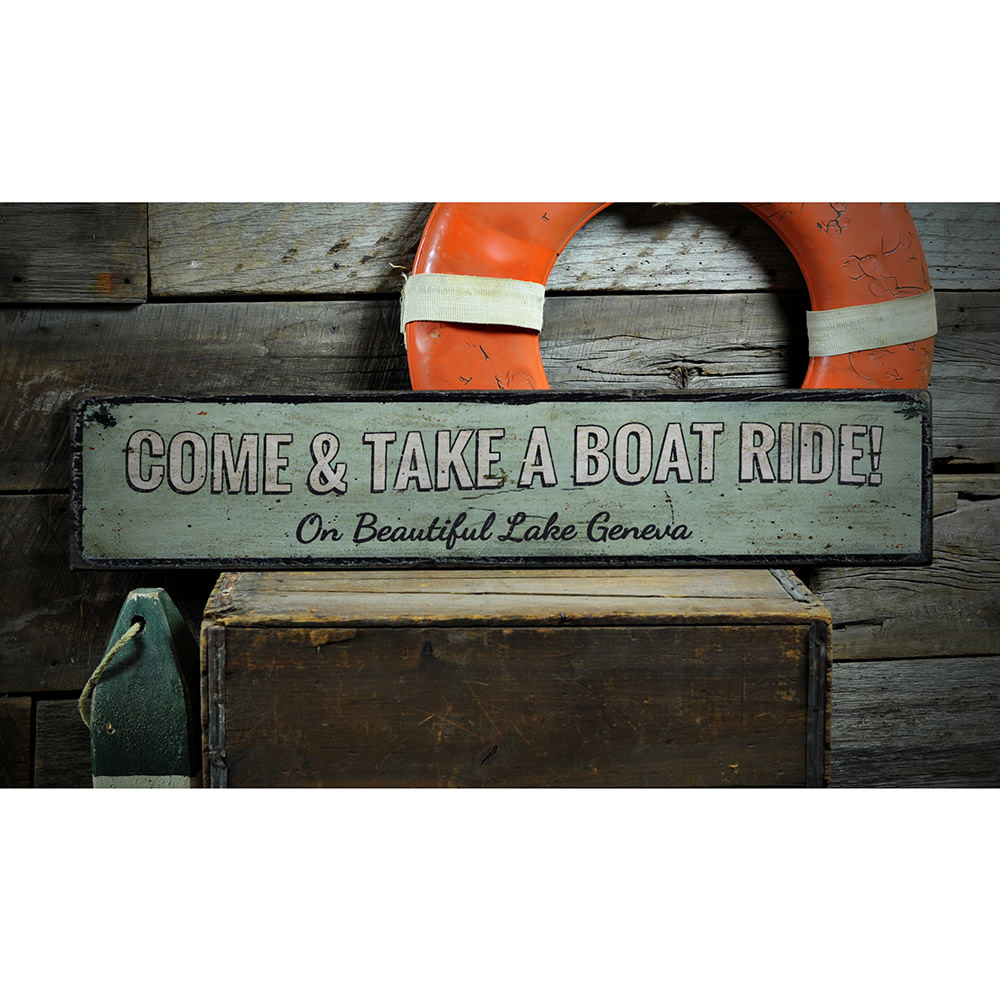 Take a Boat Ride Vintage Wood Sign