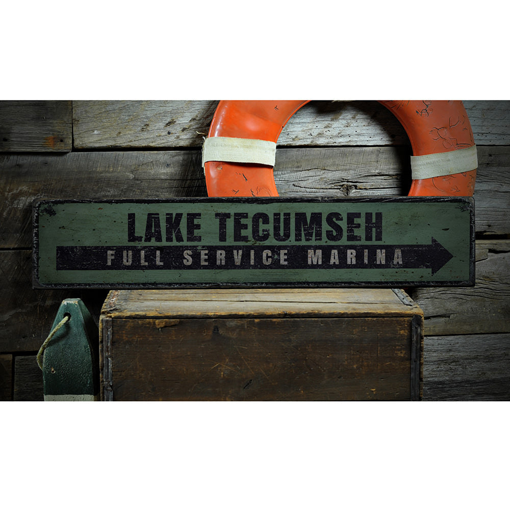 Full Service Marina Vintage Wood Sign