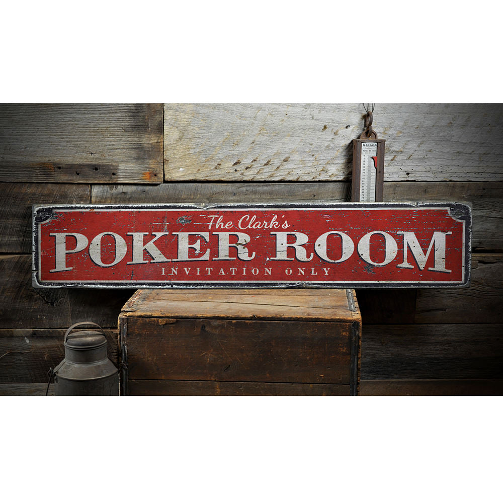 Poker Room Vintage Wood Sign