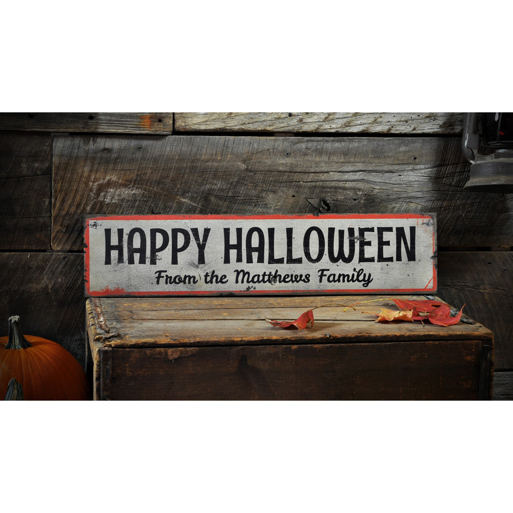 Family Halloween Vintage Wood Sign