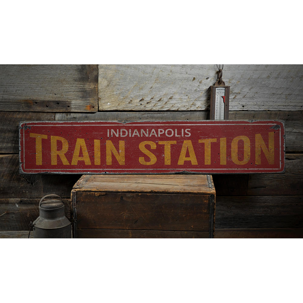 Tran Station City Vintage Wood Sign