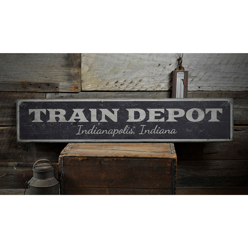 Train Depot Vintage Wood Sign