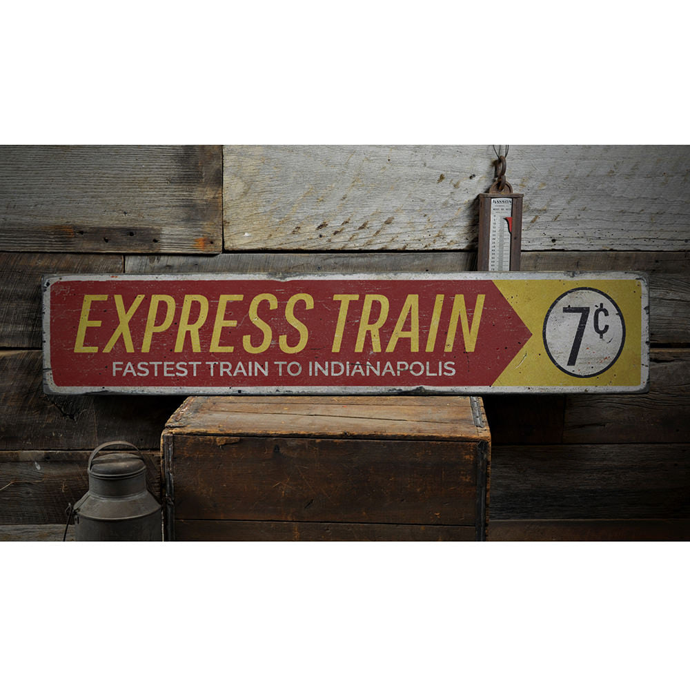 Express Train Vintage Wood Sign