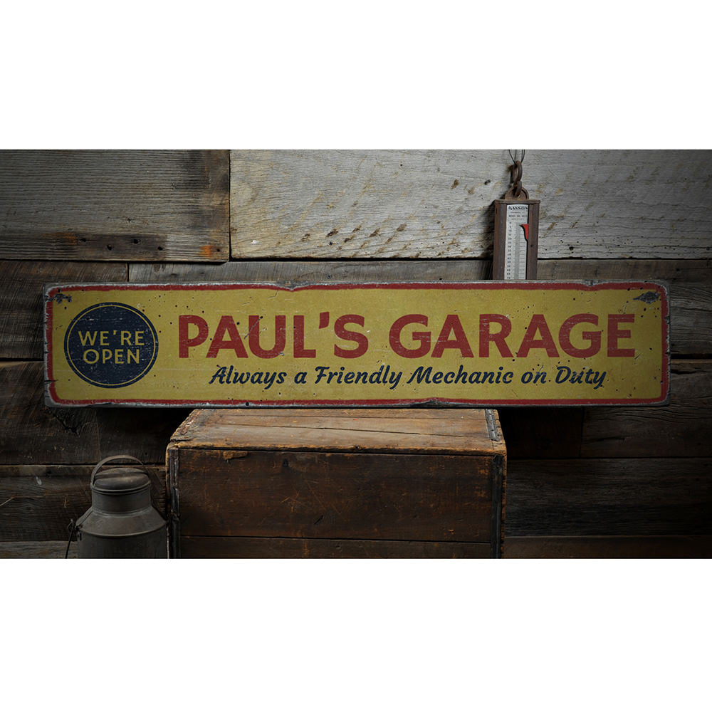 Open Garage Vintage Wood Sign