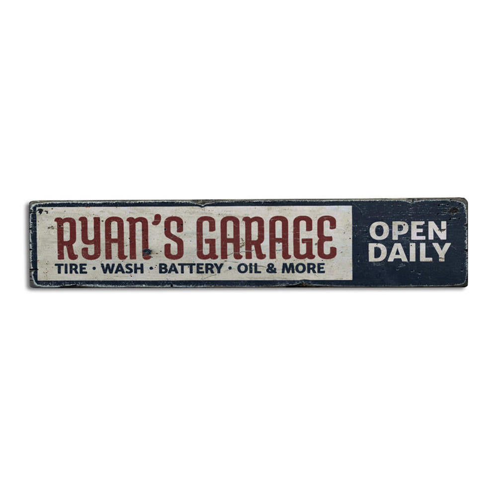 Garage Open Daily Vintage Wood Sign