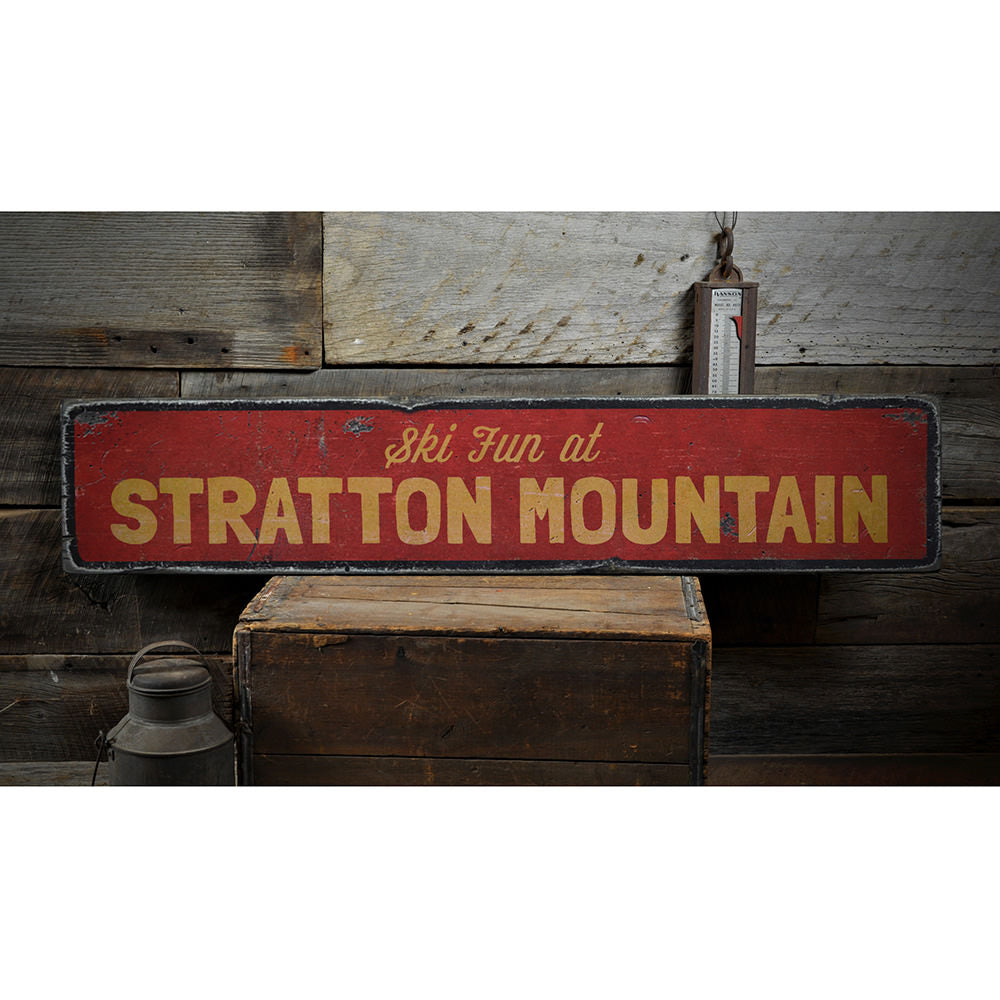 Ski Fun Vintage Wood Sign