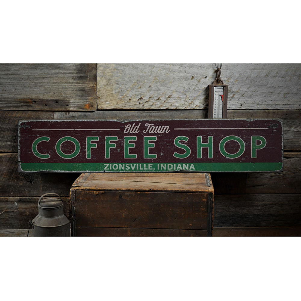 Old Town Coffee Shop Vintage Wood Sign