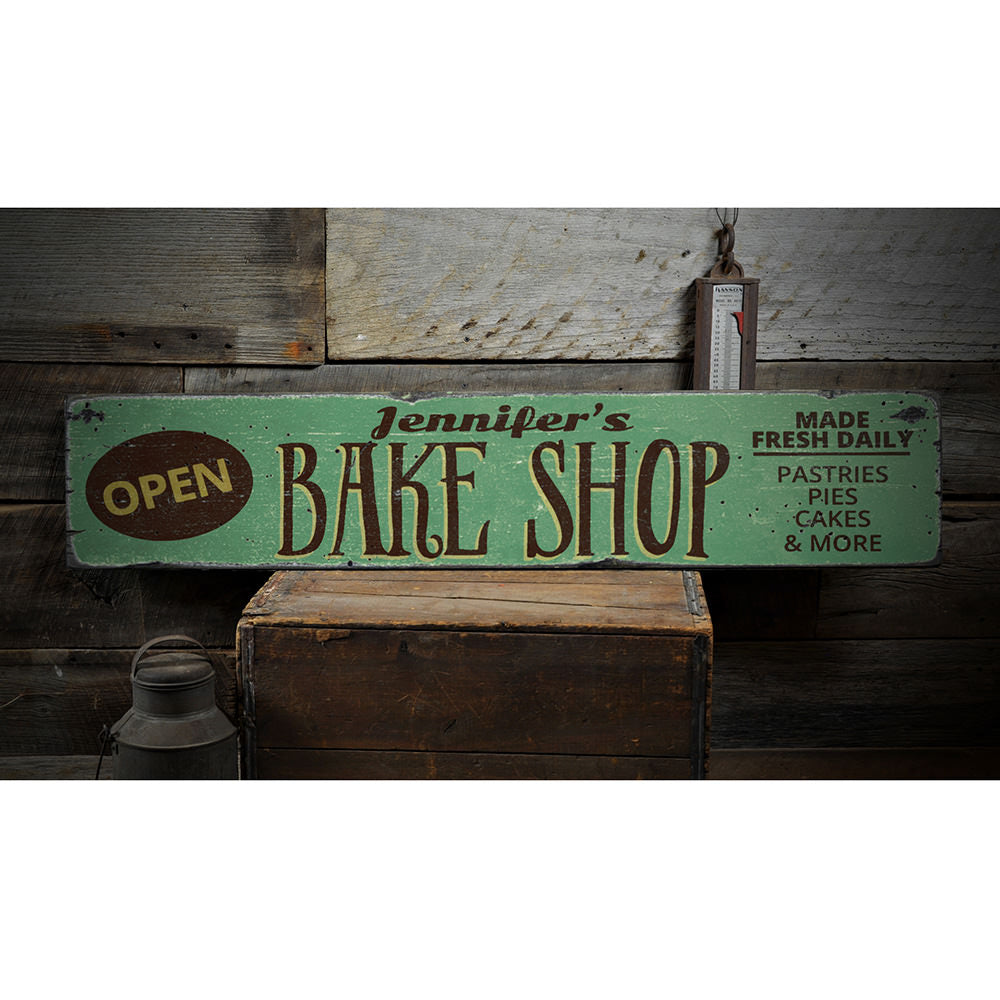 Bake Shopw Open Vintage Wood Sign