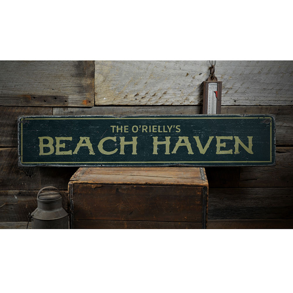 Beach Haven Vintage Wood Sign
