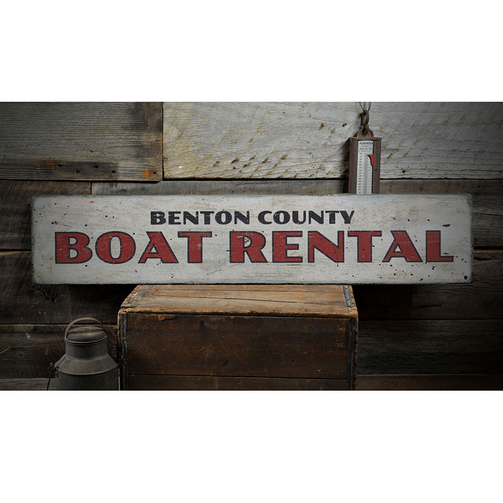 Coastal Boat Rental Vintage Wood Sign