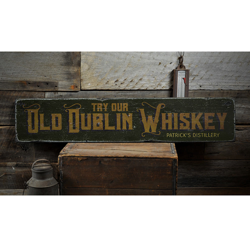 Old Dublin Whiskey Vintage Wood Sign