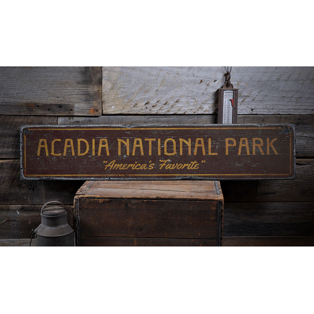 Acadia National Park Vintage Wood Sign