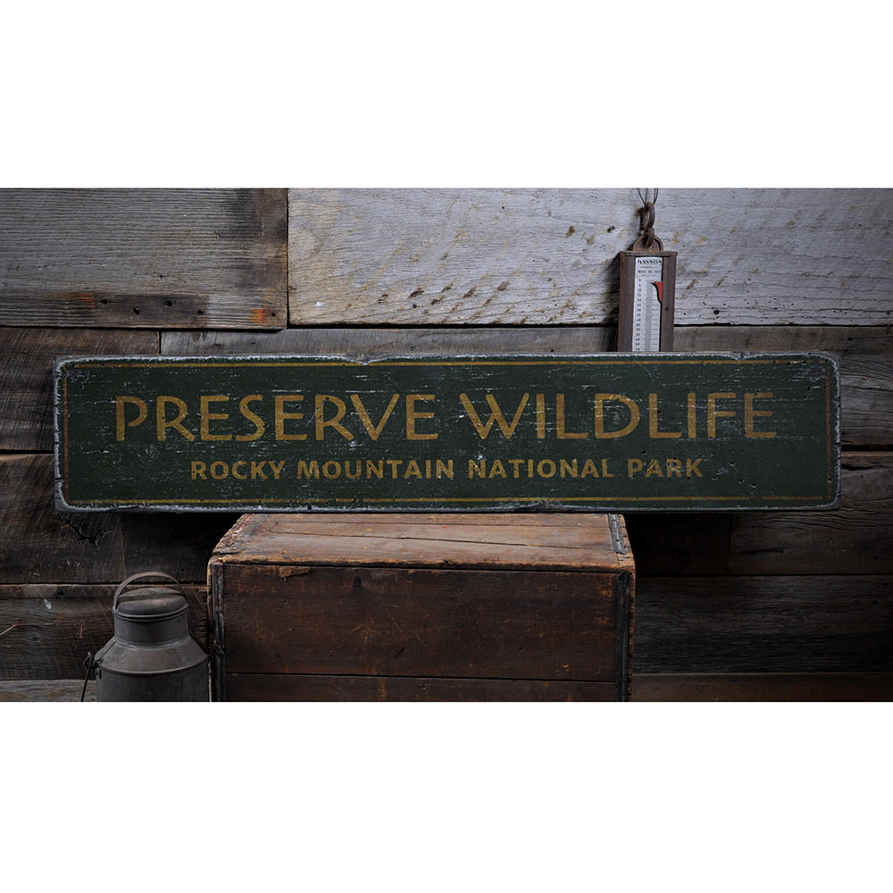 Preserve Wildlife Vintage Wood Sign