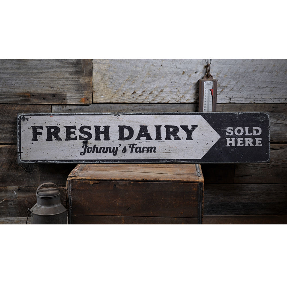 Fresh Dairy Vintage Wood Sign