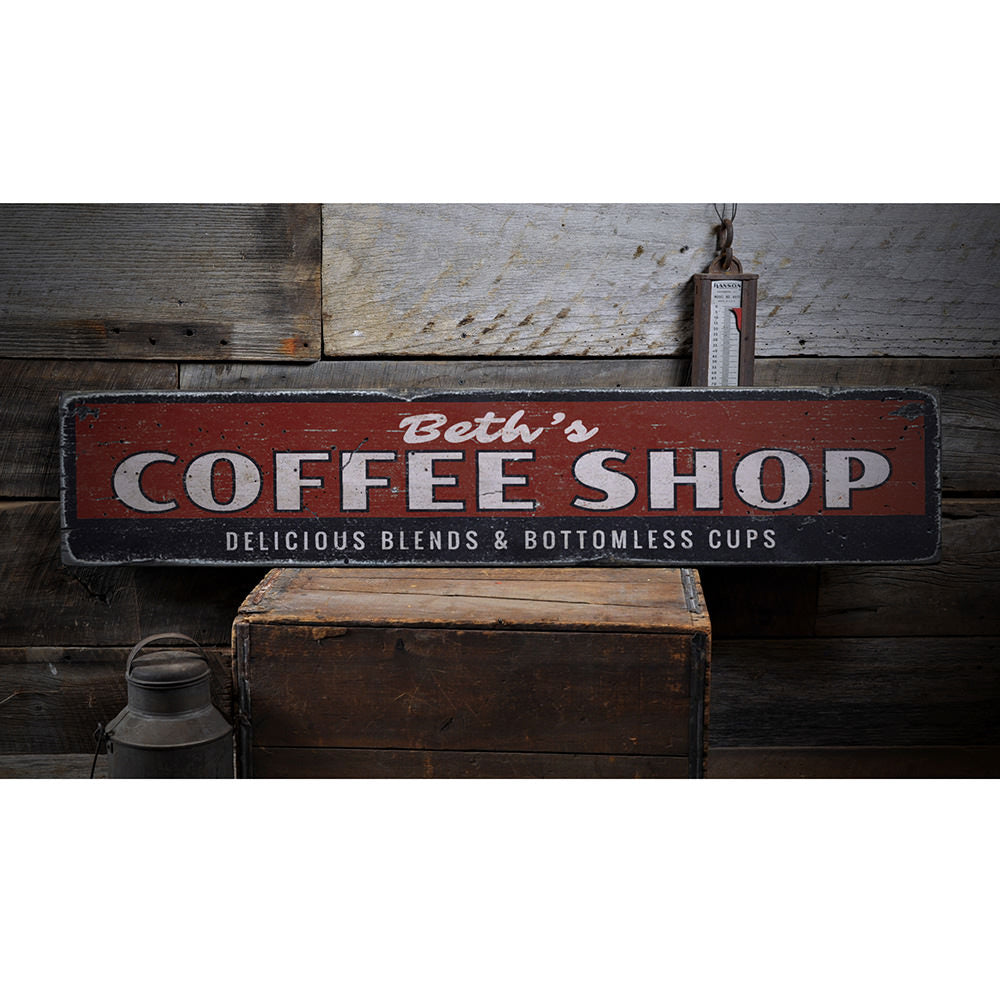 Delicious Blends Coffee Shop Vintage Wood Sign