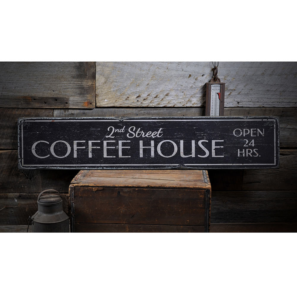 Coffee House Vintage Wood Sign
