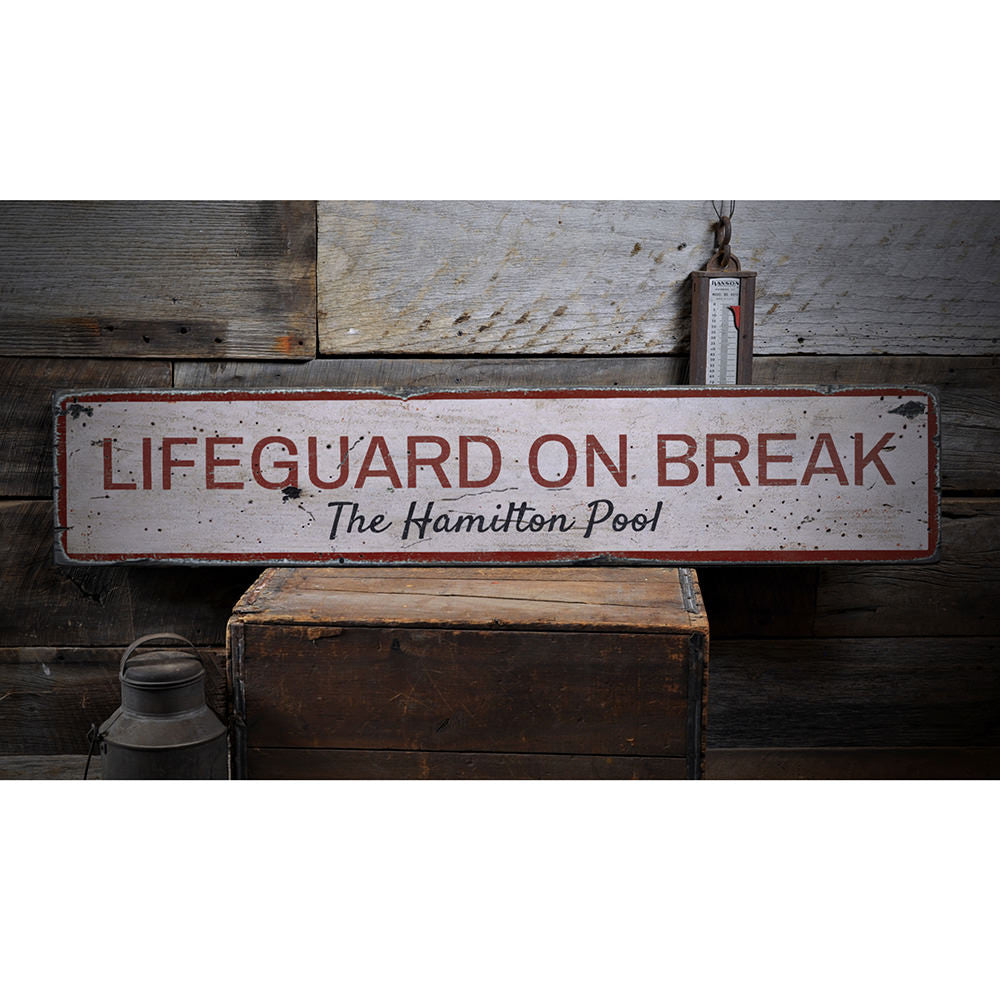 Lifeguard on Break Vintage Wood Sign