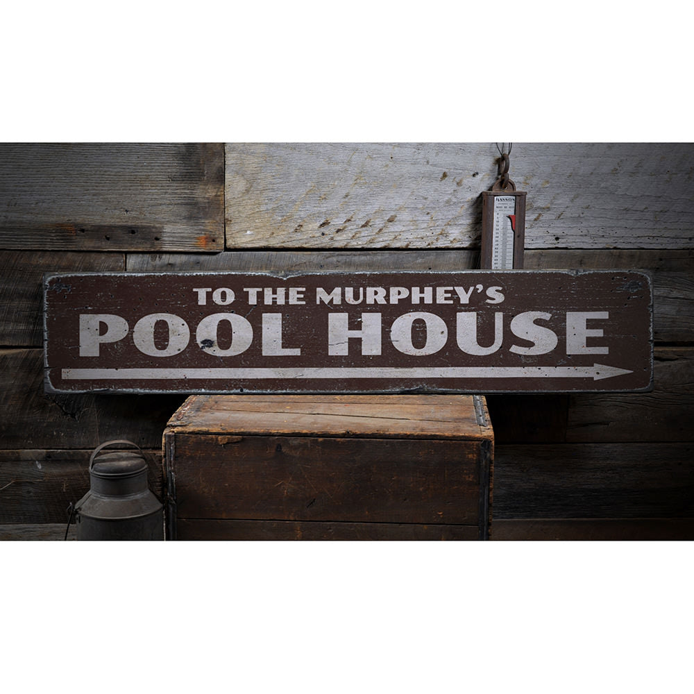 Pool House Vintage Wood Sign