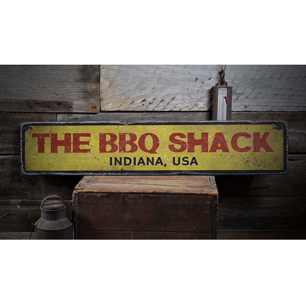 BBQ Shack Location Vintage Wood Sign