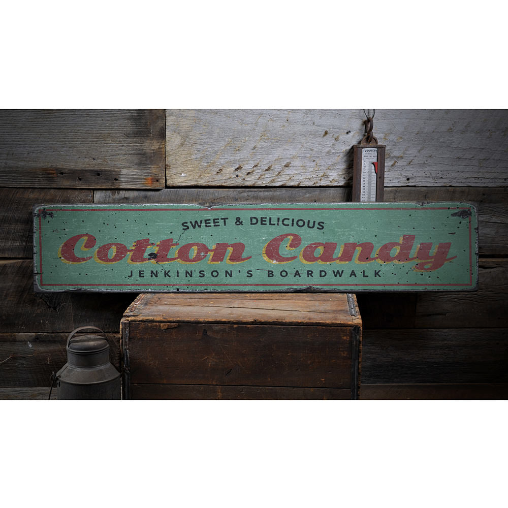 Cotton Candy Boardwalk Vintage Wood Sign