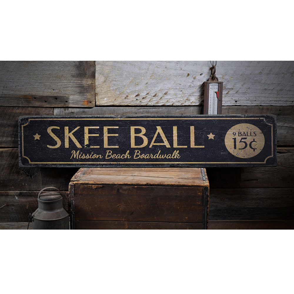 Skee Ball Vintage Wood Sign
