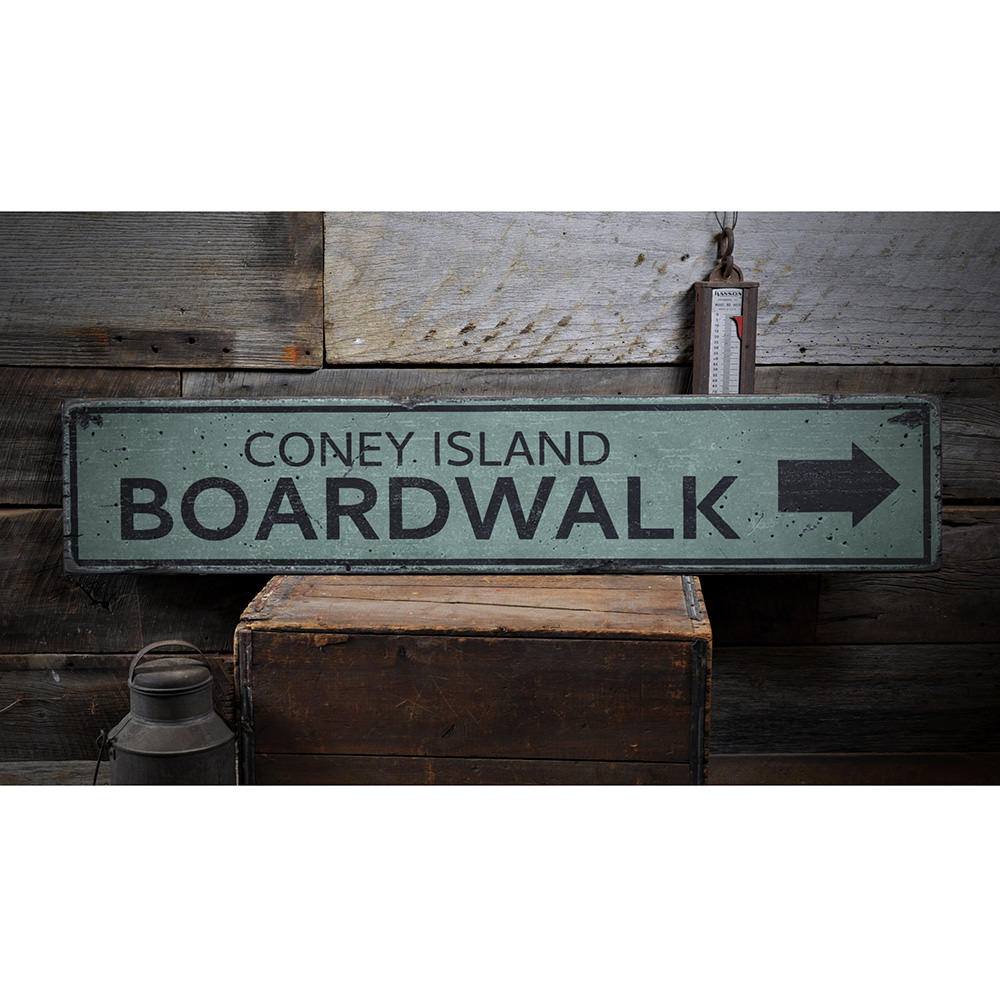 Boardwalk Location Arrow Vintage Wood Sign