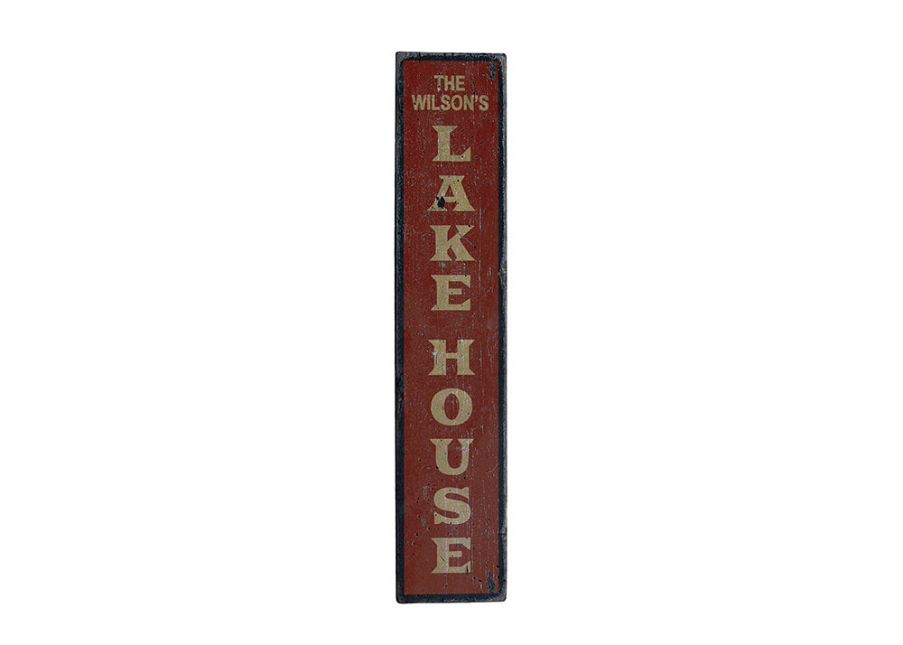 Lake House Vertical Rustic Wood Sign