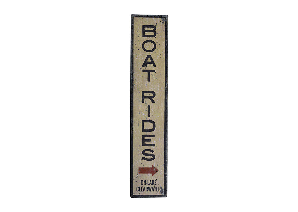 Boat Rides Vertical Rustic Wood Sign
