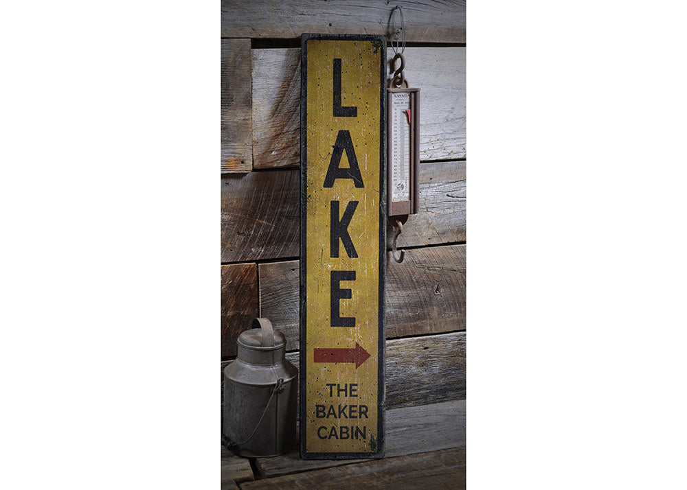 Lake Vertical Rustic Wood Sign