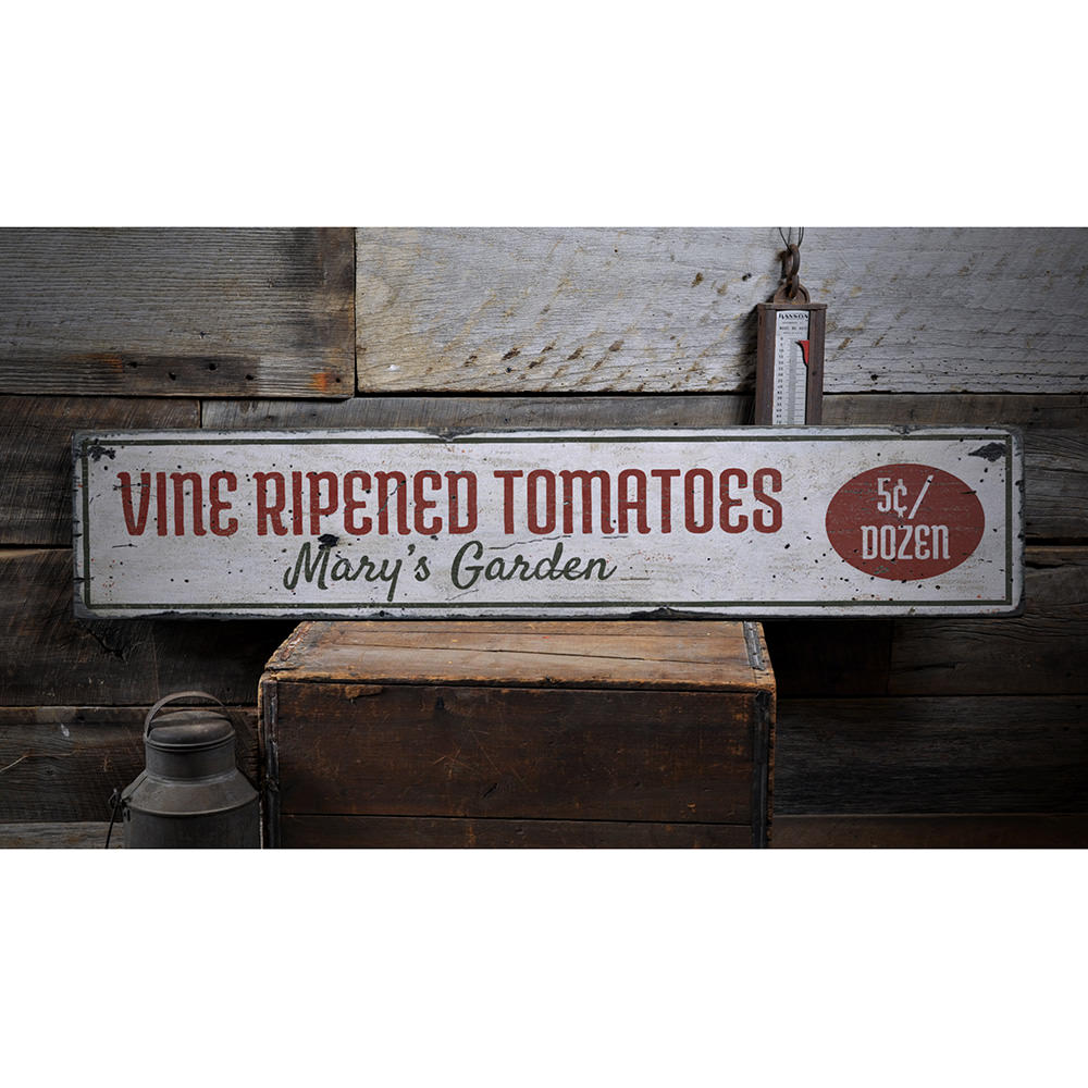 Vine Ripened Tomatoes Vintage Wood Sign