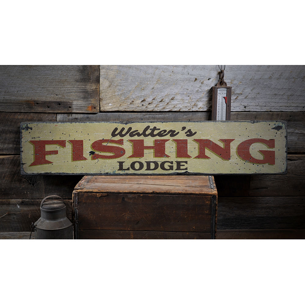 Fishing Lodge Name Vintage Wood Sign