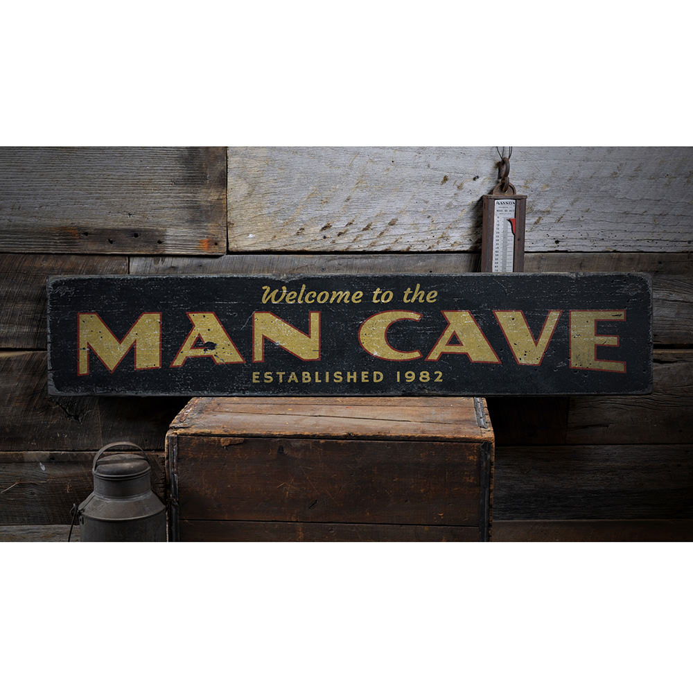 Man Cave Welcome Vintage Wood Sign