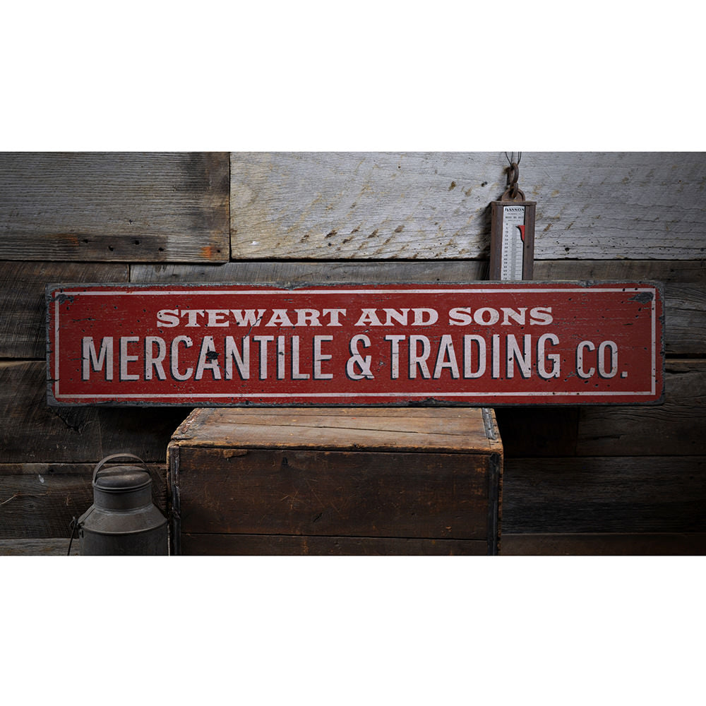 Mercantile & Trading Company Vintage Wood Sign