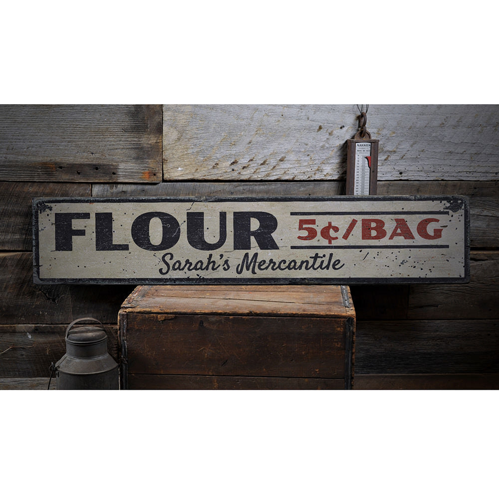 Flour 5 Cents Per Bag Vintage Wood Sign