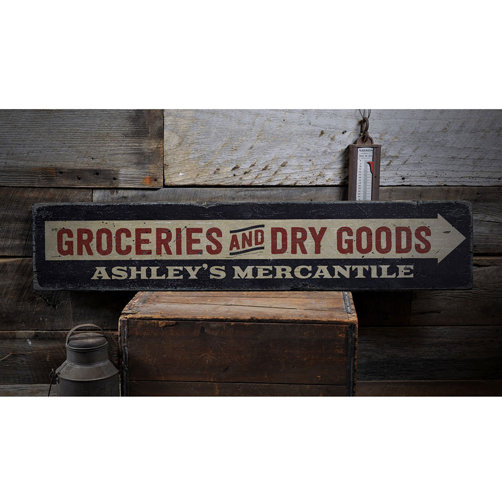 Groceries and Dry Goods Vintage Wood Sign