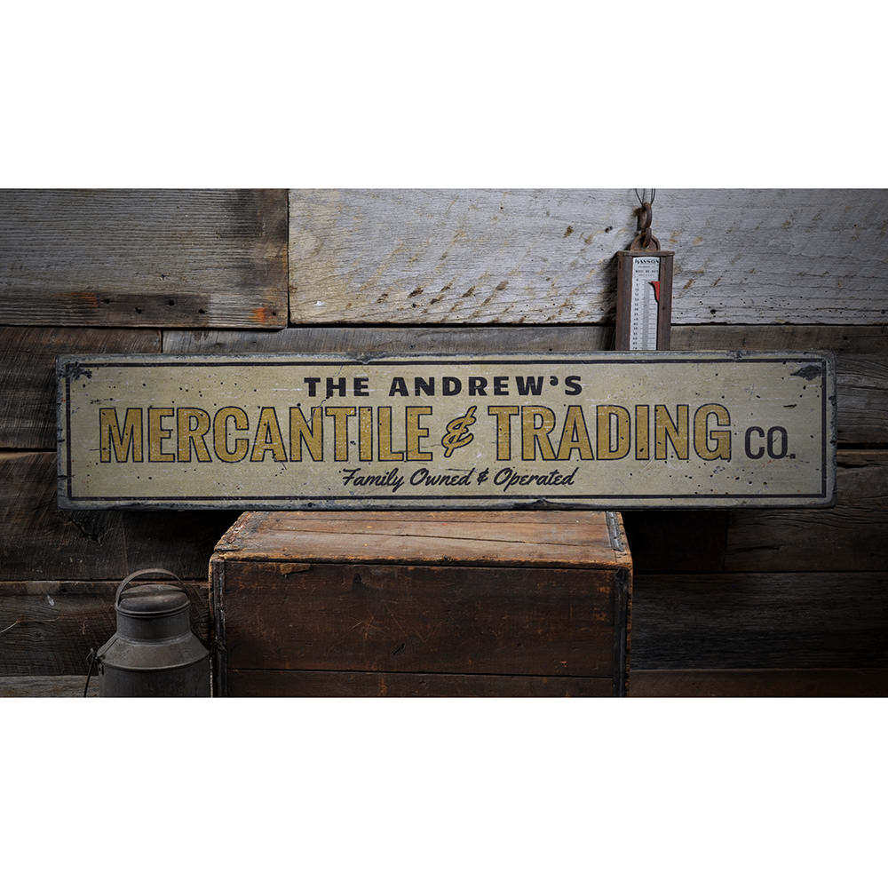 Mercantile & Trading Co Vintage Wood Sign