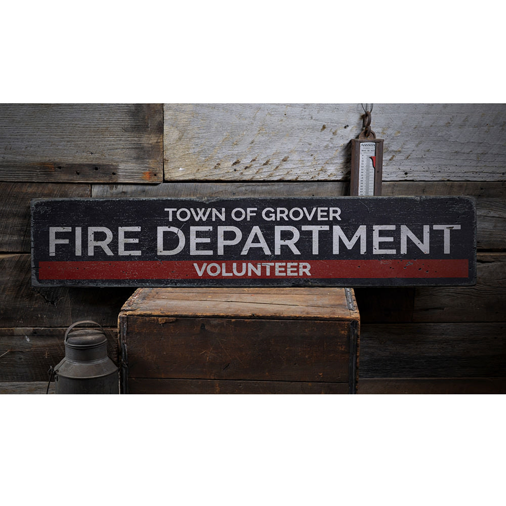 Town Volunteer Fire Department Vintage Wood Sign