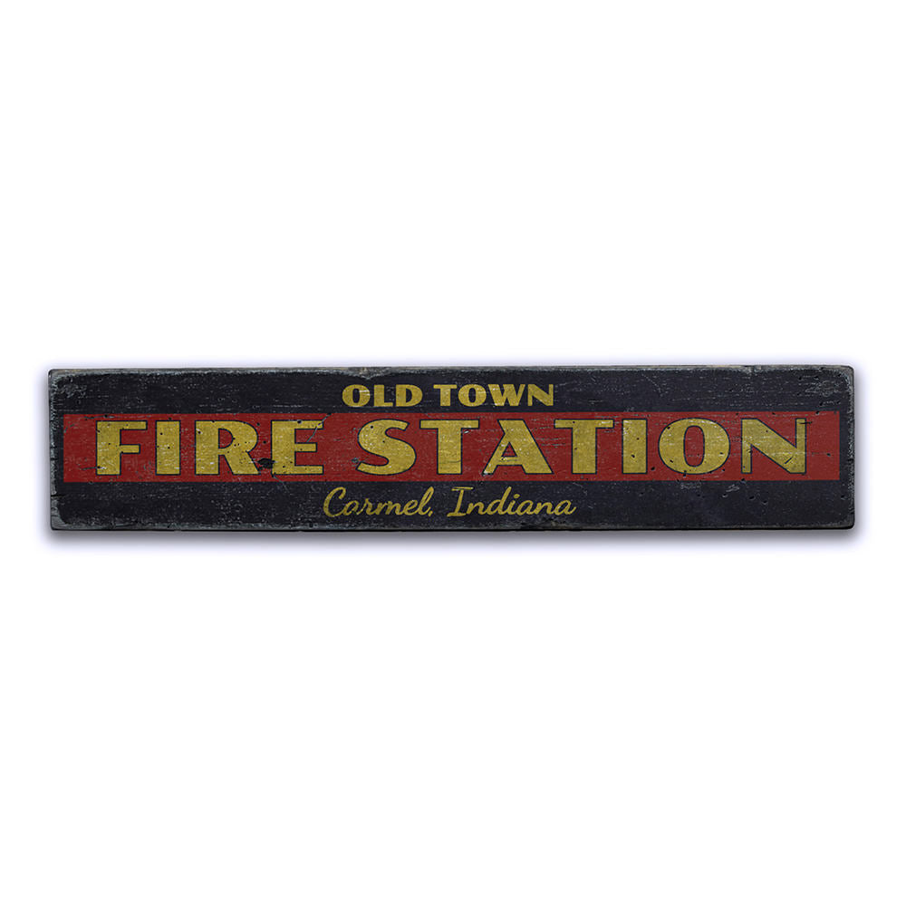 Old Town Fire Station Vintage Wood Sign