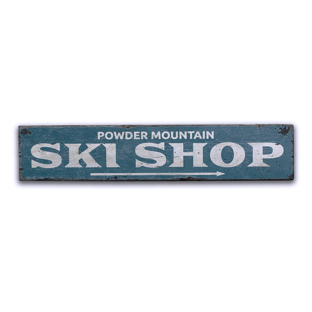 Ski Shop Directional Vintage Wood Sign