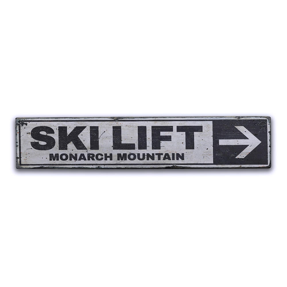 Ski Lift Arrow Vintage Wood Sign