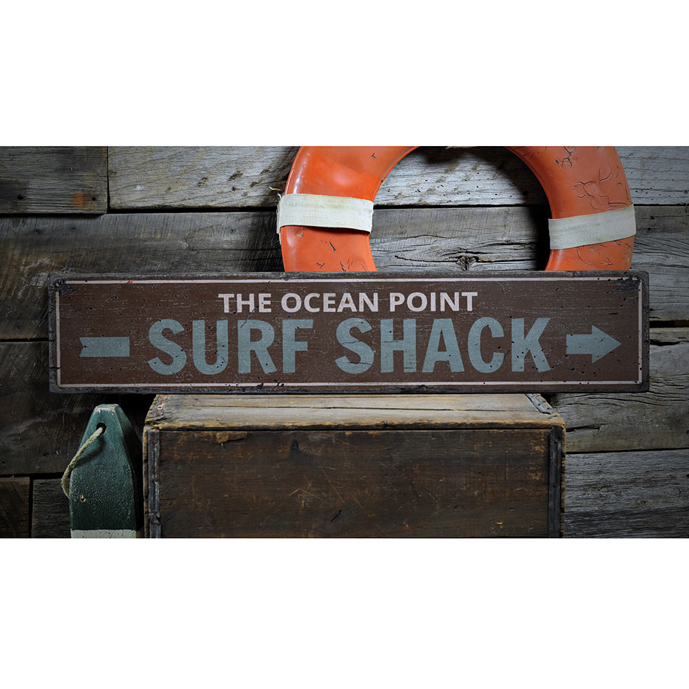 Surf Shack Arrow Vintage Wood Sign