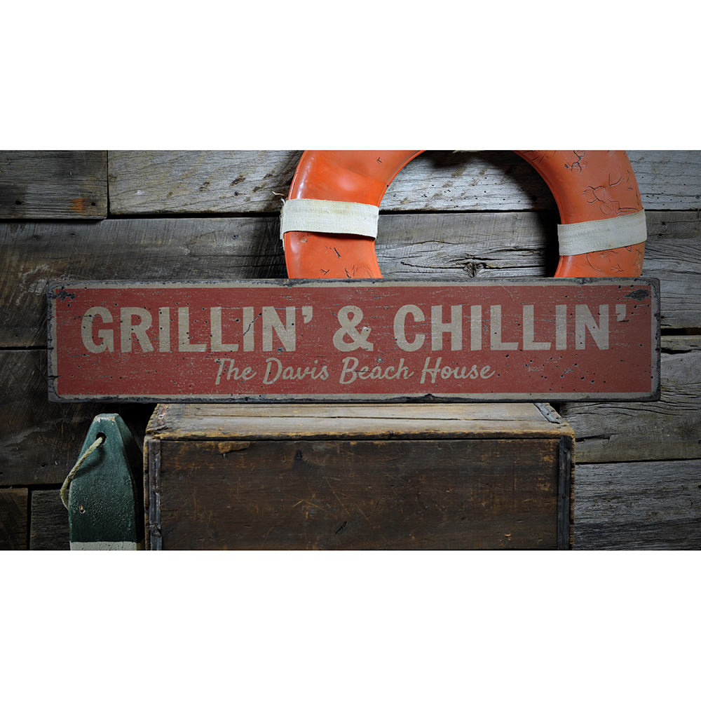 Grillin and Chillin Vintage Wood Sign