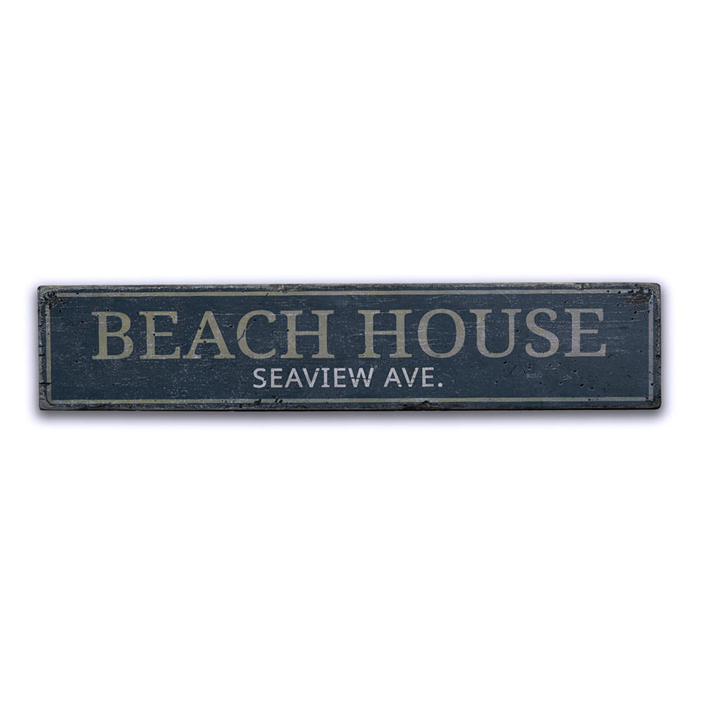 Beach House Street Name Vintage Wood Sign