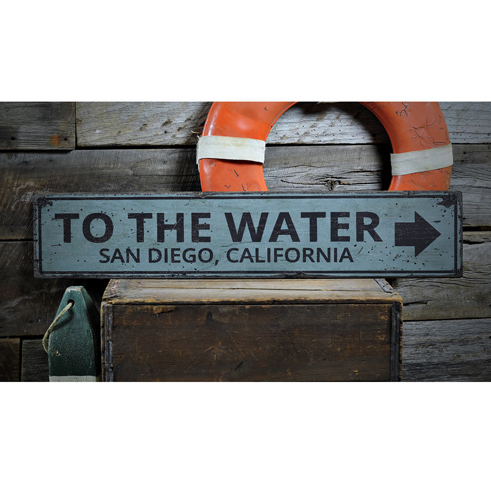 To the Water Arrow Vintage Wood Sign