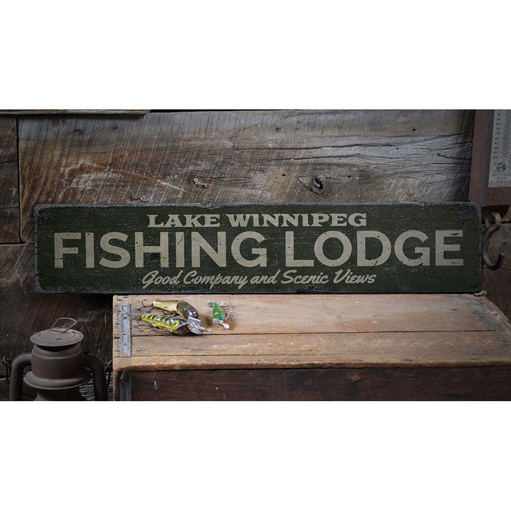 Fishing Lodge Vintage Wood Sign