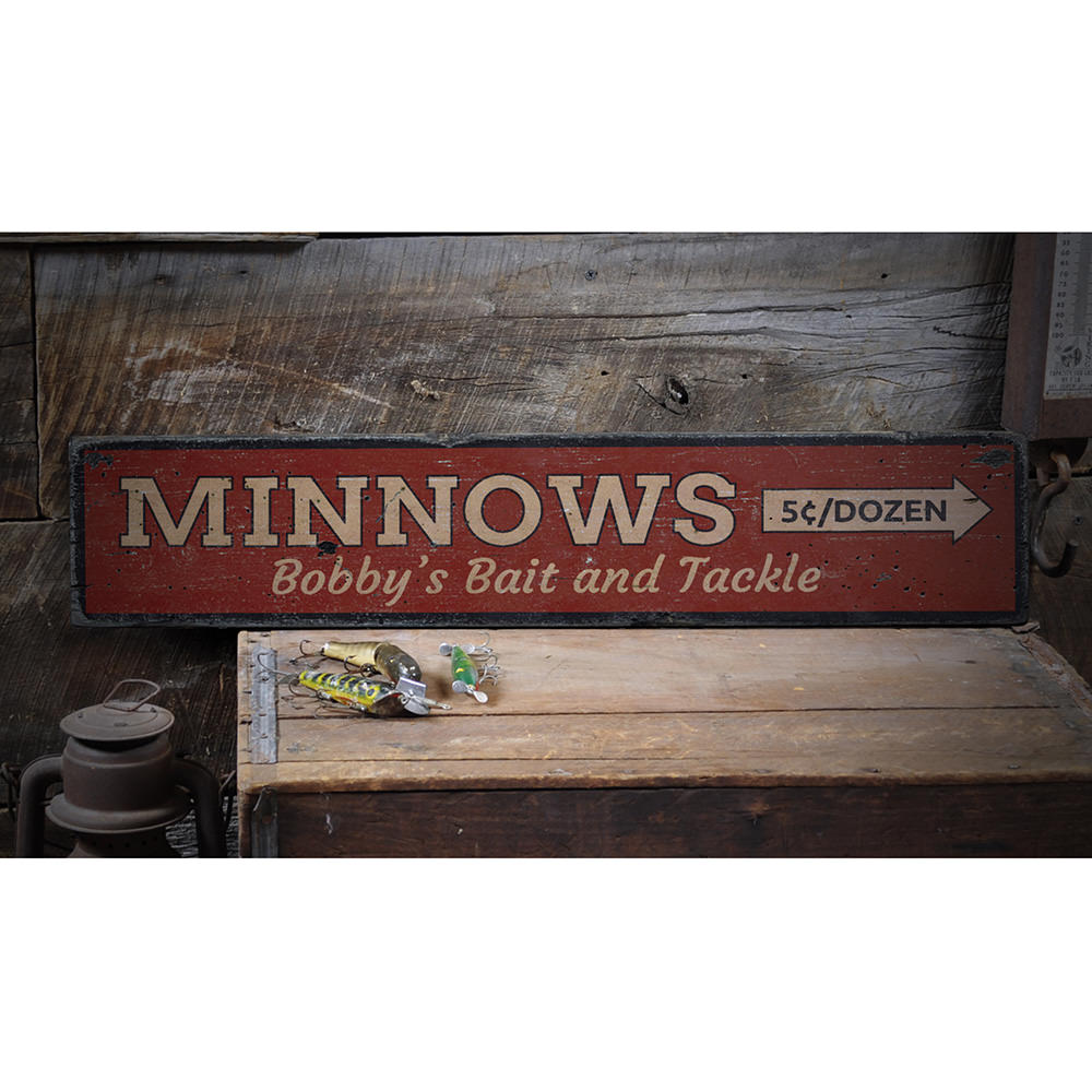 Minnows Vintage Wood Sign
