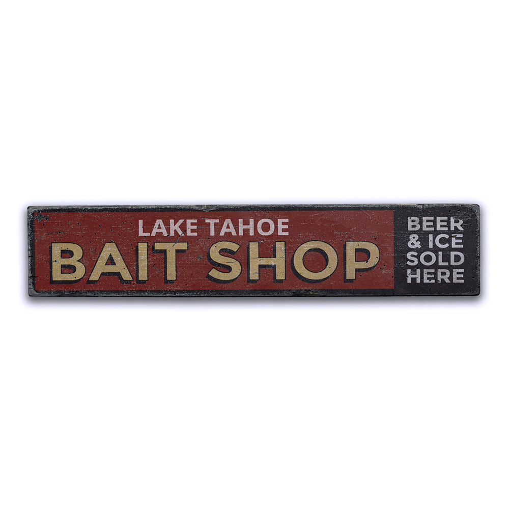 Lake Bait Shop Vintage Wood Sign