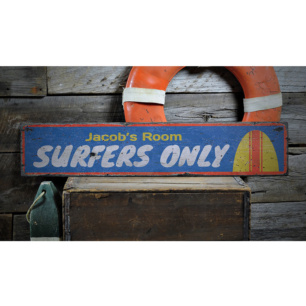 Surfers Only Kids Room Vintage Wood Sign