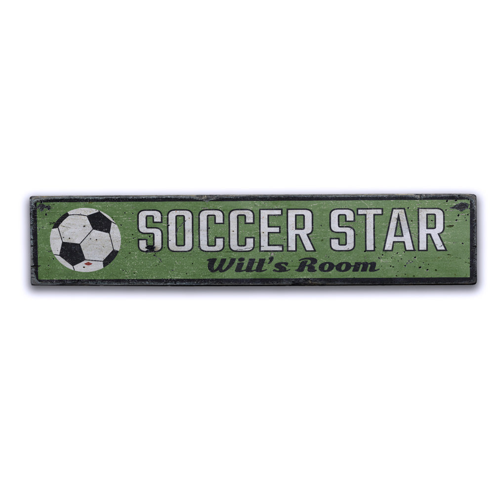 Soccer Star Vintage Wood Sign
